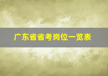 广东省省考岗位一览表