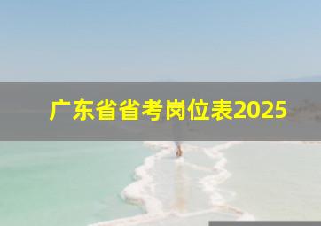 广东省省考岗位表2025