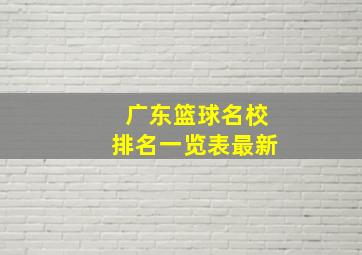 广东篮球名校排名一览表最新