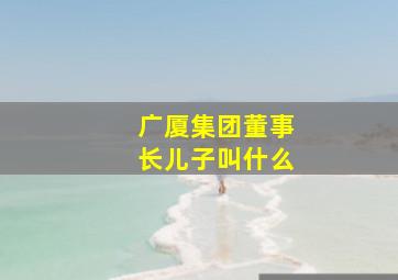 广厦集团董事长儿子叫什么