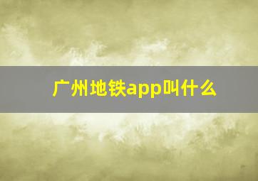 广州地铁app叫什么