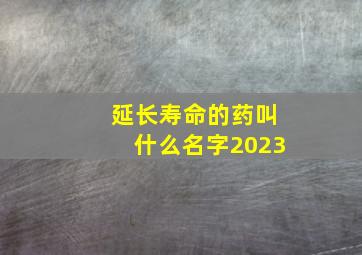 延长寿命的药叫什么名字2023