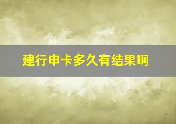 建行申卡多久有结果啊