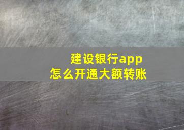 建设银行app怎么开通大额转账