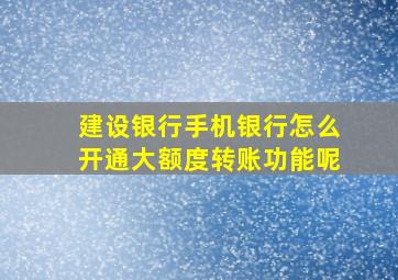 建设银行手机银行怎么开通大额度转账功能呢