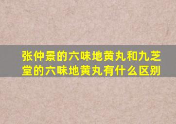 张仲景的六味地黄丸和九芝堂的六味地黄丸有什么区别