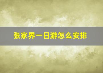 张家界一日游怎么安排