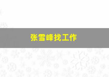 张雪峰找工作