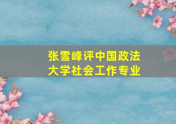 张雪峰评中国政法大学社会工作专业