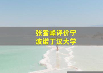 张雪峰评价宁波诺丁汉大学