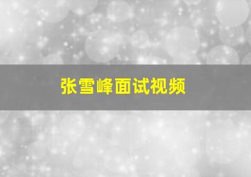 张雪峰面试视频