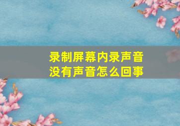 录制屏幕内录声音没有声音怎么回事