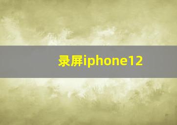 录屏iphone12