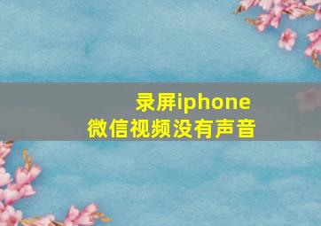 录屏iphone微信视频没有声音