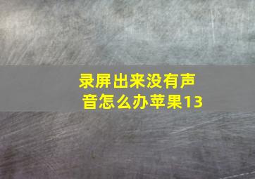 录屏出来没有声音怎么办苹果13