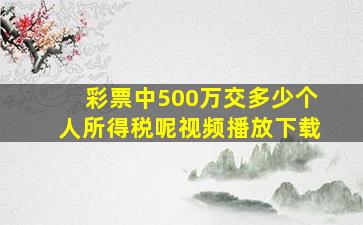 彩票中500万交多少个人所得税呢视频播放下载