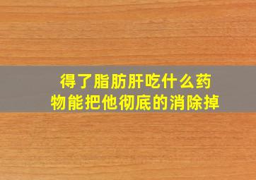 得了脂肪肝吃什么药物能把他彻底的消除掉