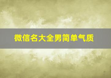 微信名大全男简单气质