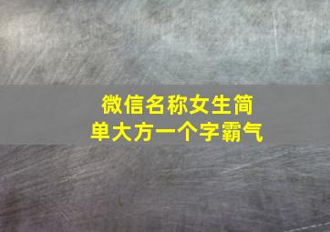 微信名称女生简单大方一个字霸气