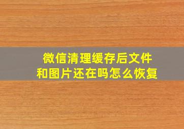 微信清理缓存后文件和图片还在吗怎么恢复