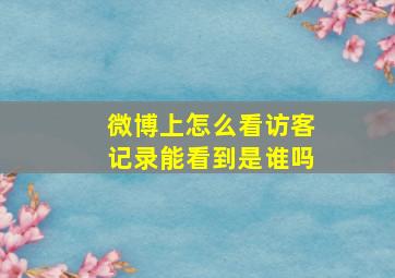 微博上怎么看访客记录能看到是谁吗