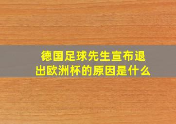 德国足球先生宣布退出欧洲杯的原因是什么