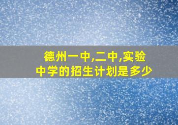 德州一中,二中,实验中学的招生计划是多少