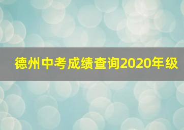 德州中考成绩查询2020年级