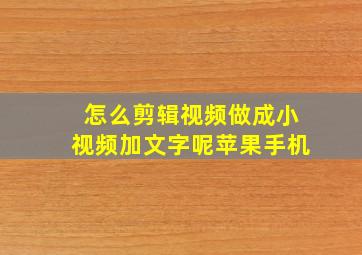 怎么剪辑视频做成小视频加文字呢苹果手机