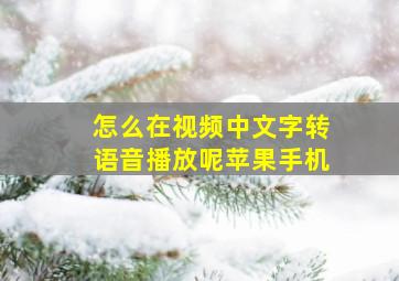 怎么在视频中文字转语音播放呢苹果手机