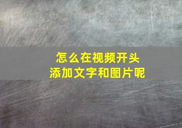 怎么在视频开头添加文字和图片呢