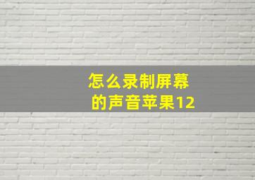 怎么录制屏幕的声音苹果12