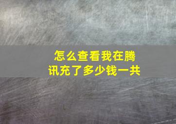 怎么查看我在腾讯充了多少钱一共