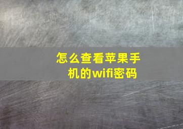 怎么查看苹果手机的wifi密码