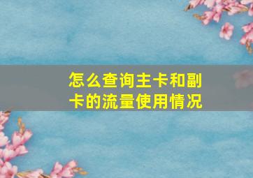 怎么查询主卡和副卡的流量使用情况