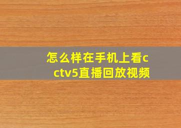 怎么样在手机上看cctv5直播回放视频