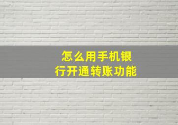 怎么用手机银行开通转账功能