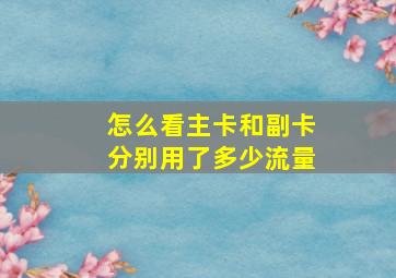 怎么看主卡和副卡分别用了多少流量