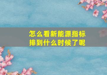 怎么看新能源指标排到什么时候了呢