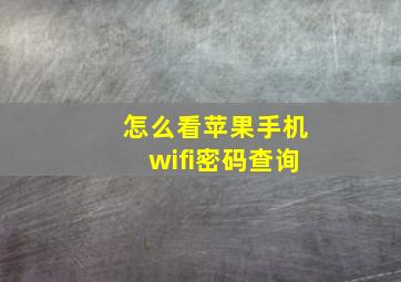 怎么看苹果手机wifi密码查询