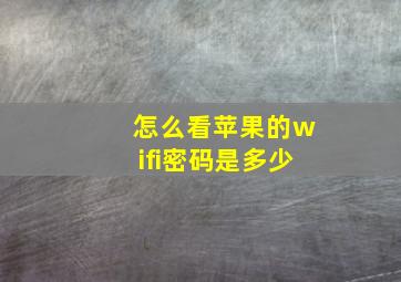 怎么看苹果的wifi密码是多少