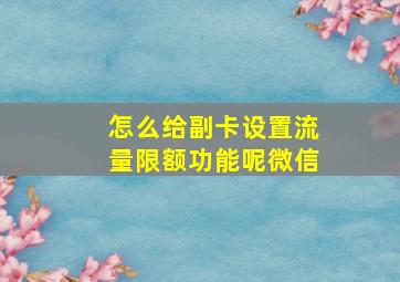 怎么给副卡设置流量限额功能呢微信