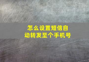 怎么设置短信自动转发至个手机号