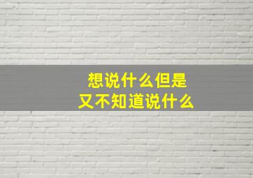 想说什么但是又不知道说什么