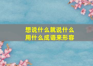 想说什么就说什么用什么成语来形容