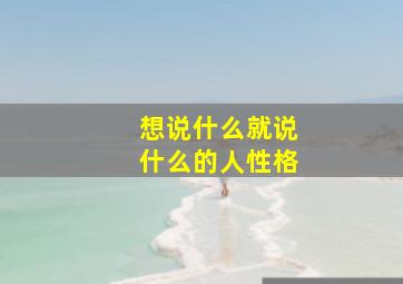 想说什么就说什么的人性格