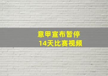 意甲宣布暂停14天比赛视频