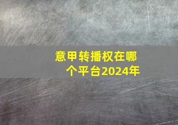 意甲转播权在哪个平台2024年