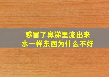 感冒了鼻涕里流出来水一样东西为什么不好