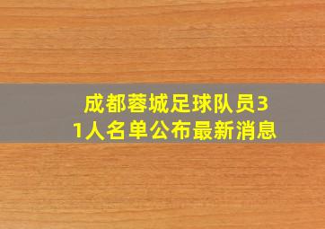 成都蓉城足球队员31人名单公布最新消息